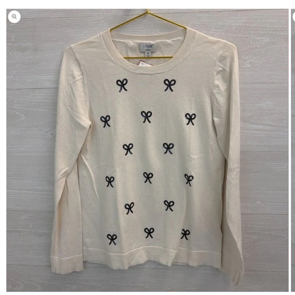 J. Crew Ivory Top with Black Bow Details - Picture 6 of 7